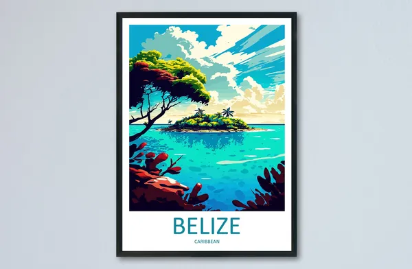 Belize Travel Poster, Caribbean Decor