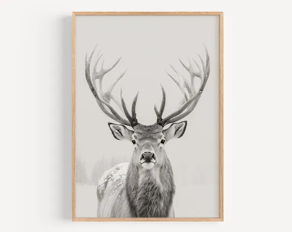 Winter Deer In The Snow Minimalist Christmas Poster