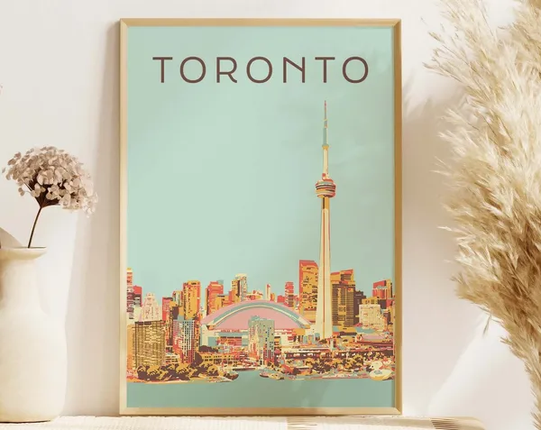 Toronto Travel Poster, CN Tower Cityscape