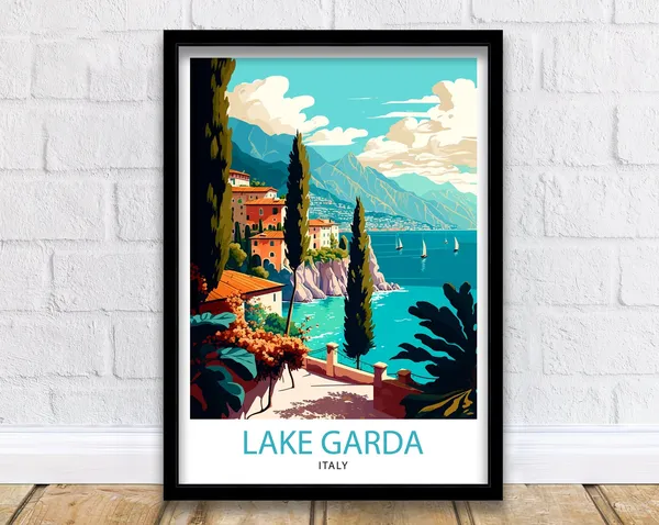 Lake Garda Italy Travel Poster, Italy Travel Print