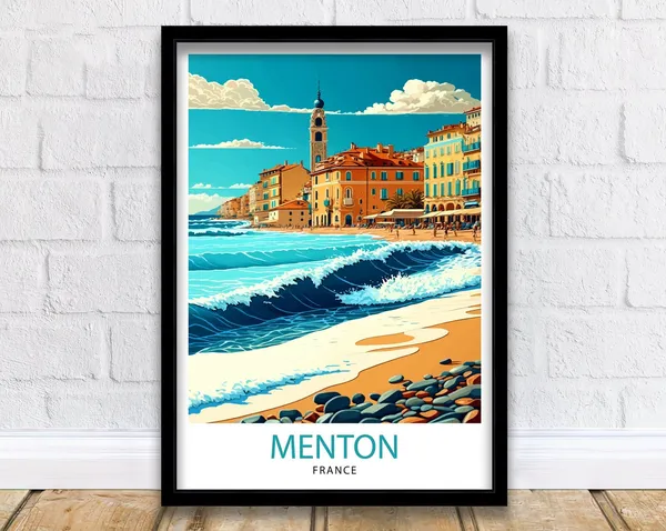 Menton France Travel Poster, Europe Wall Decor