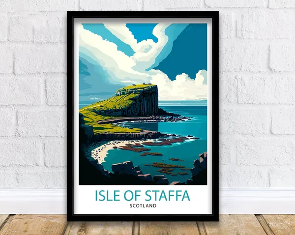 Staffa Scotland Travel Poster, Europe Wall Decor