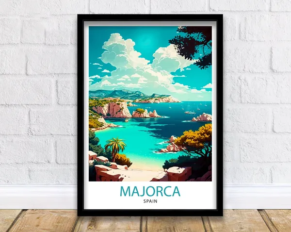 Majorca Spain Travel Poster, Home Living Decor