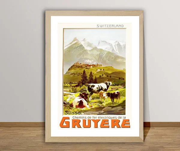 Gruyere Suisse Vintage Travel Poster Print