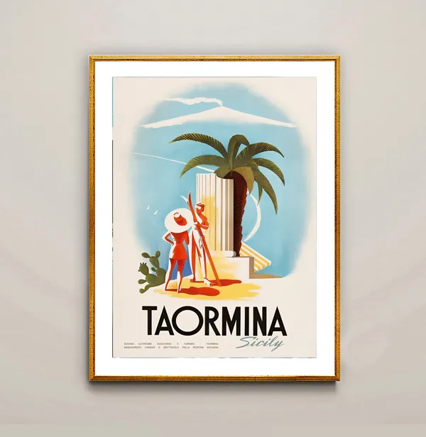Taormina Sicily Vintage Travel Poster, Italy