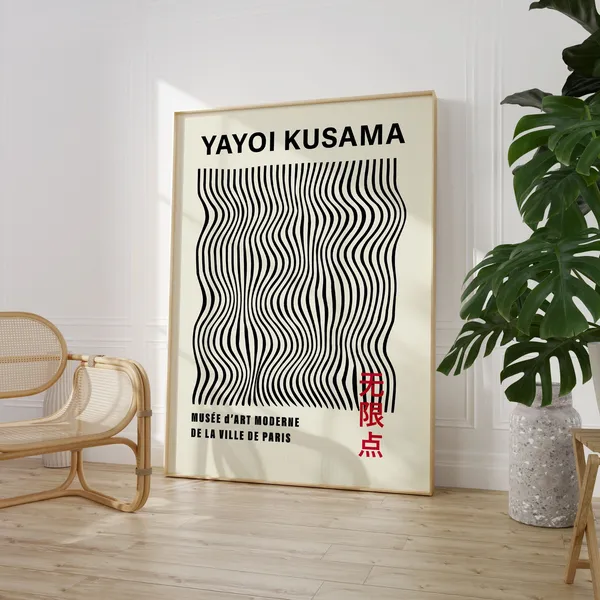 Yayoi Kusama Exhibition Poster, Japanese Decor Art Print
