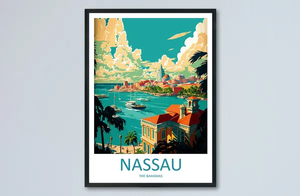 Nassau Caribbean Travel Poster, World & Cultural Art