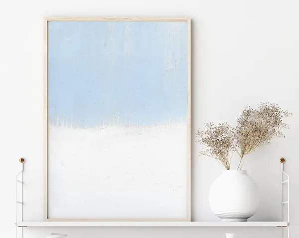Pastel Light Blue Abstract Art Print, Minimalist