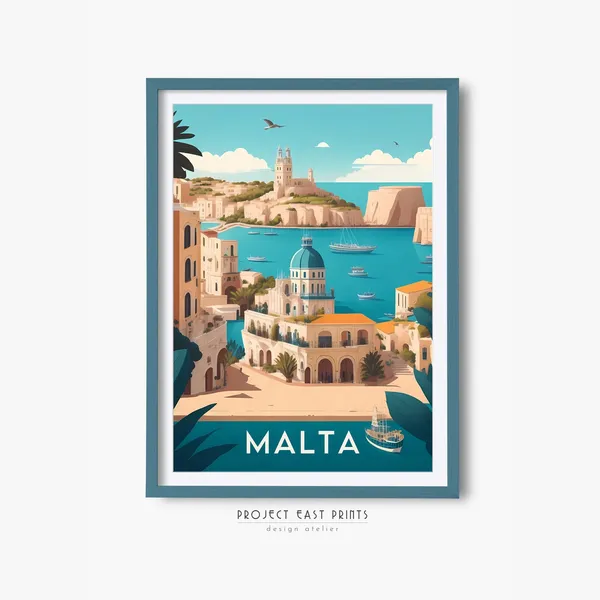 Malta Retro Travel Poster, Travel Poster Print