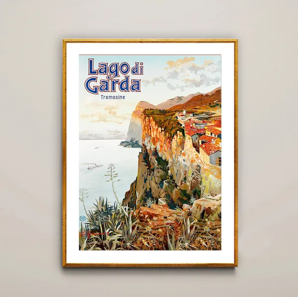 Lago Di Garda Tremosine Italy Vintage Travel Poster
