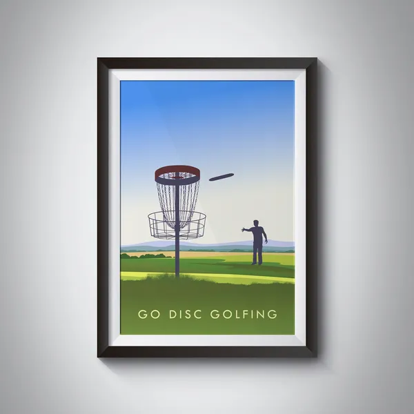 Vintage Disc Golfing Travel Poster, Outdoor Sport Art Print