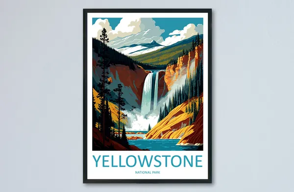 Yellowstone National Park Travel Poster, National Park Art