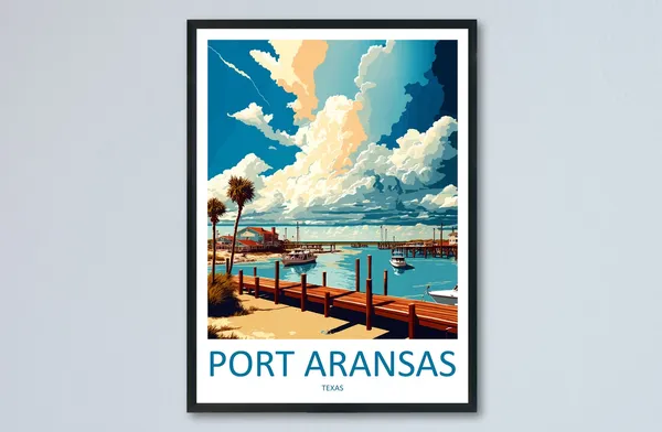 Port Aransas Travel Print, Texas Travel Poster