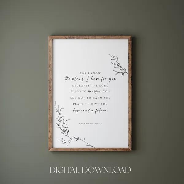 Jeremiah 29:11 Minimalist Bible Verse Art Print