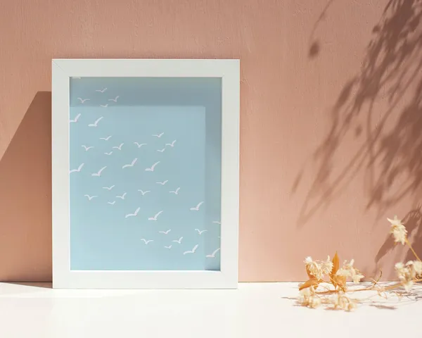 Seagulls Flock in the Sky Coastal Poster