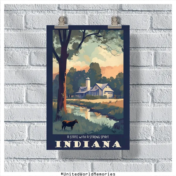 Indiana Vintage Travel Poster Art Print