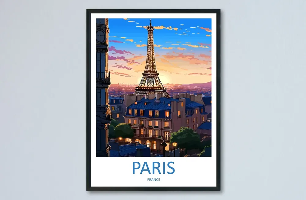 Paris Travel Poster, France Wall Decor