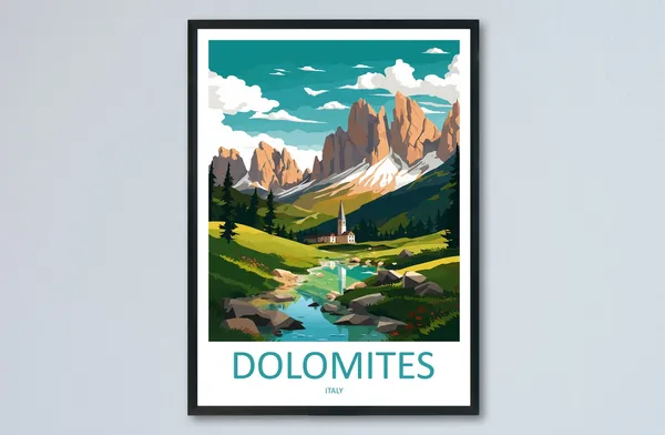 Dolomites Travel Print, Italian Mountain Poster
