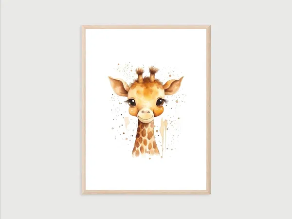 Baby Giraffe Watercolor Art Print, Nursery Decor