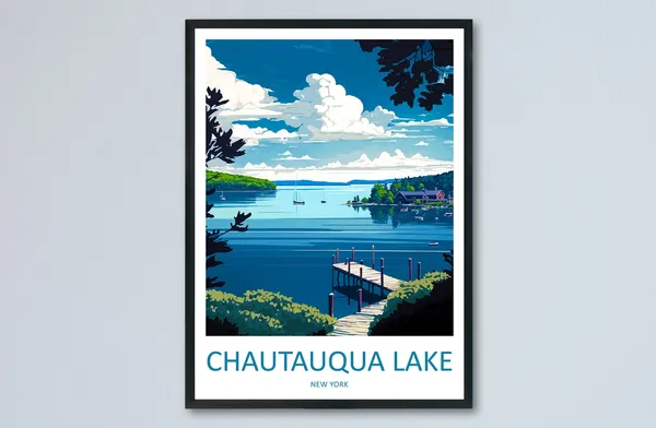 Chautauqua Lake New York State Travel Poster, Gift Art