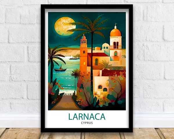 Larnaca Cyprus Travel Poster, Europe Wall Decor