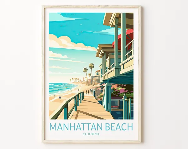 Manhattan Beach California Travel Poster, Los Angeles