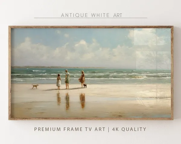 Neutral Coastal Landscape Vintage Beach House Art Print