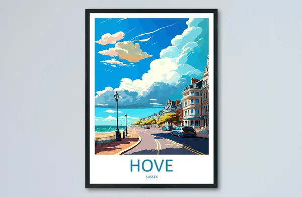 Hove Travel Poster, England Place Print
