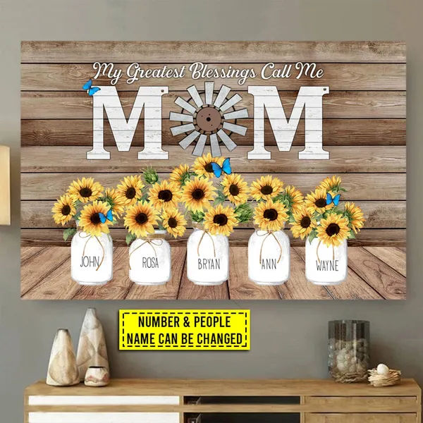 Personalized Family Members Sunflower Art Print for Mom