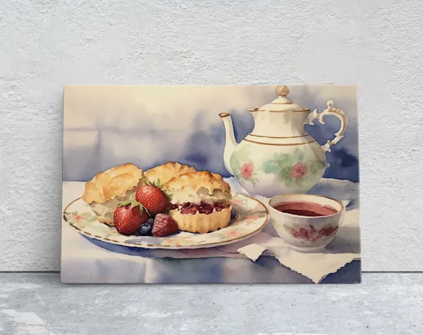 Tea And Scones Watercolor Kitchen Dining Room Art Print