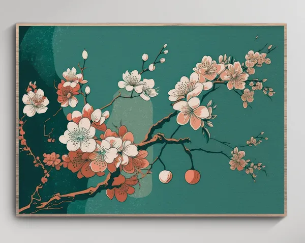 Sakura Japanese Cherry Blossom Botanical Art Print