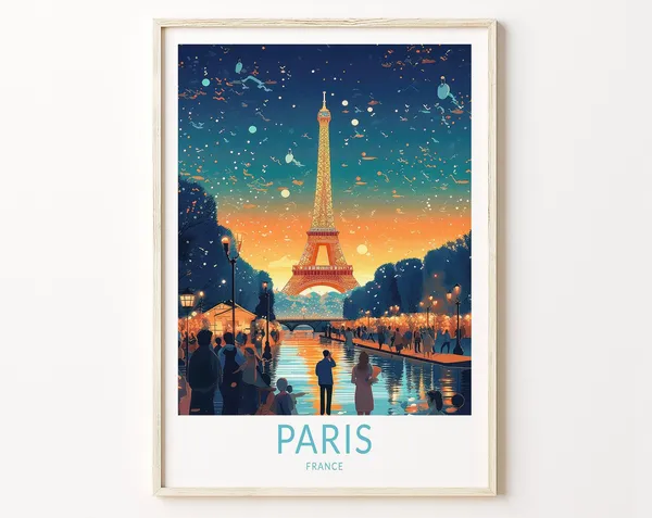 Paris Eiffel Tower Travel Poster, Europe Wall Art