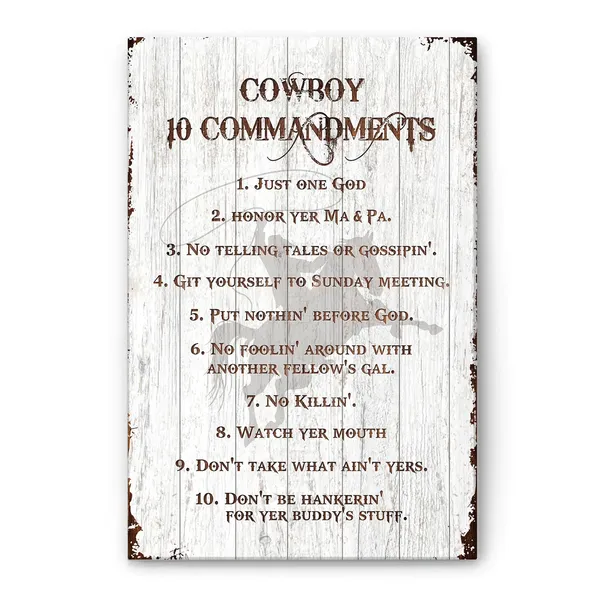 Cowboy 10 Commandments Country Western Art Print