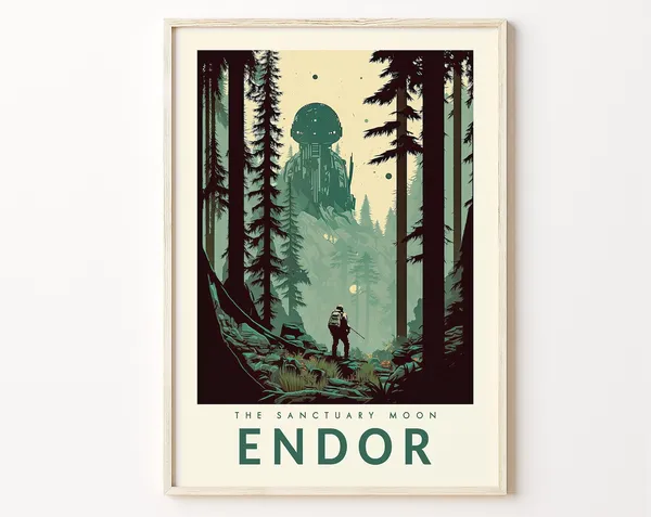 Star Wars Endor Retro Travel Poster Print