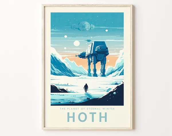 Star Wars Hoth Travel Poster, Retro Travel Print