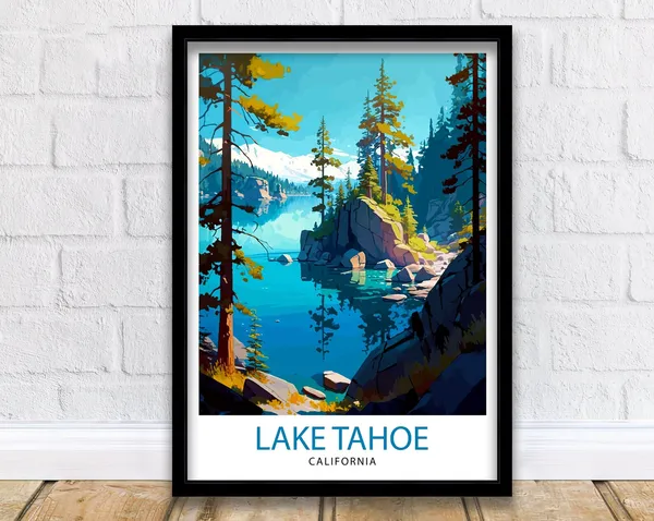 Lake Tahoe California Travel Poster, Home Living Decor