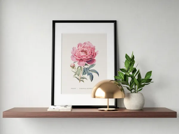Peony Retro Botanical Art Print, Vintage Decor