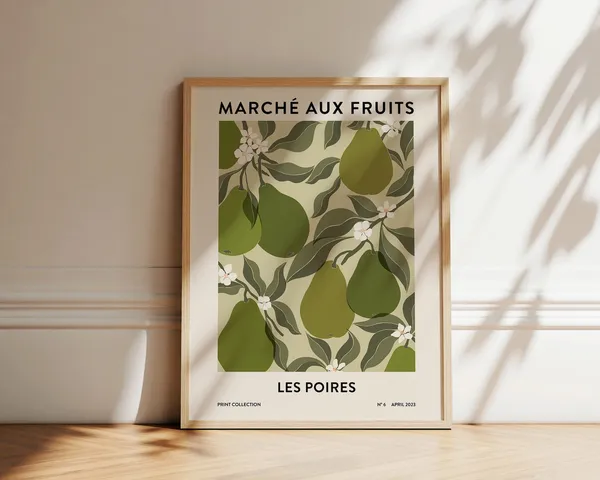 Pears Print Fruit Market Botanical Kitchen Art Print