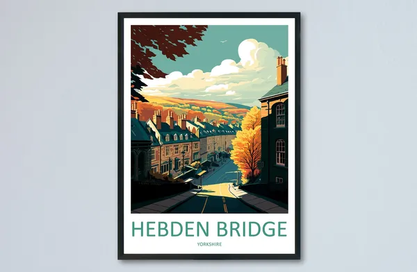 Hebden Bridge Travel Poster, England Wall Decor