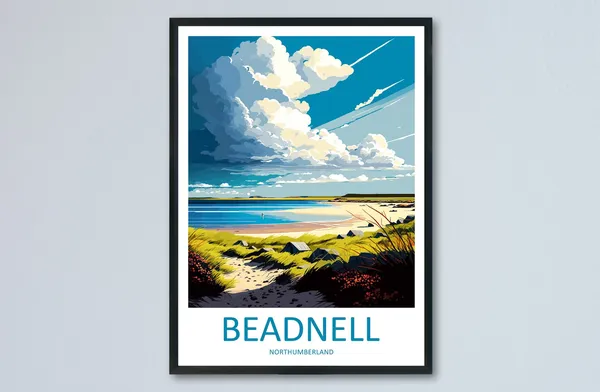 Beadnell Travel Poster, England Place Print