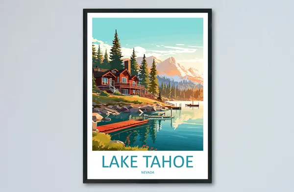 Lake Tahoe Travel Poster, Nevada Decor Gift