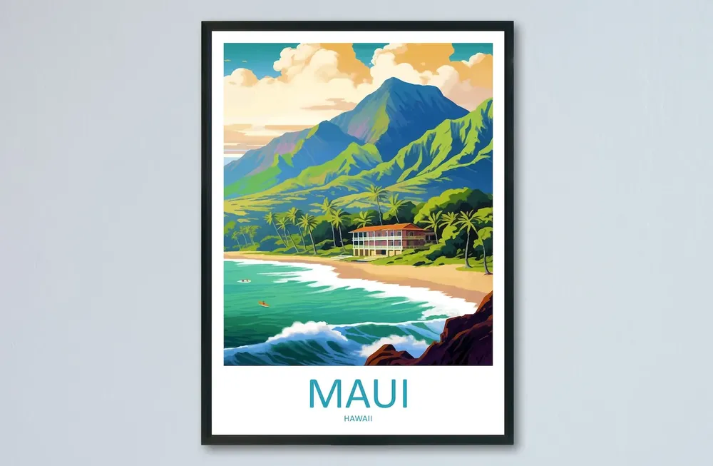 Maui Travel Poster, Hawaii Place Print