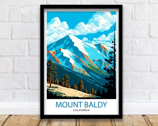 Mount Baldy California Travel Poster, Home Decor