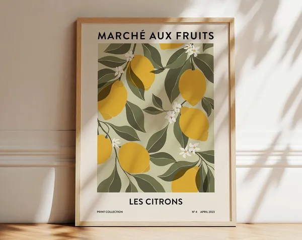 Lemons Fruit Market Botanical Kitchen Art Print