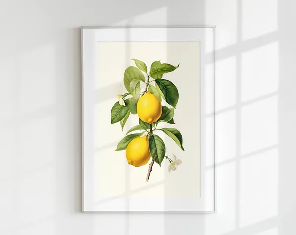 Vintage Lemon Branch Botanical Fruit Poster