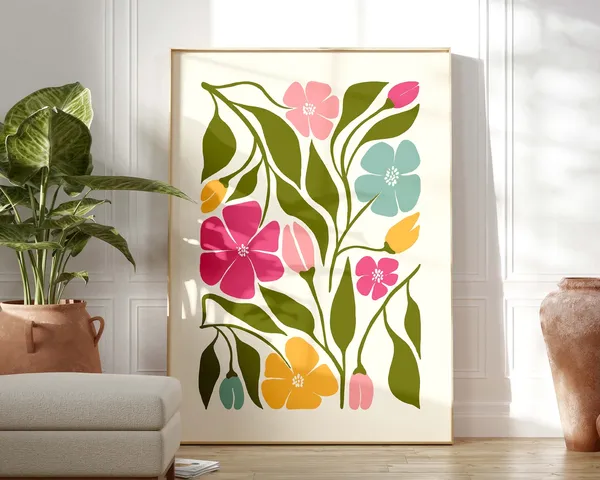 Scandinavian Flowers Abstract Floral Art Print