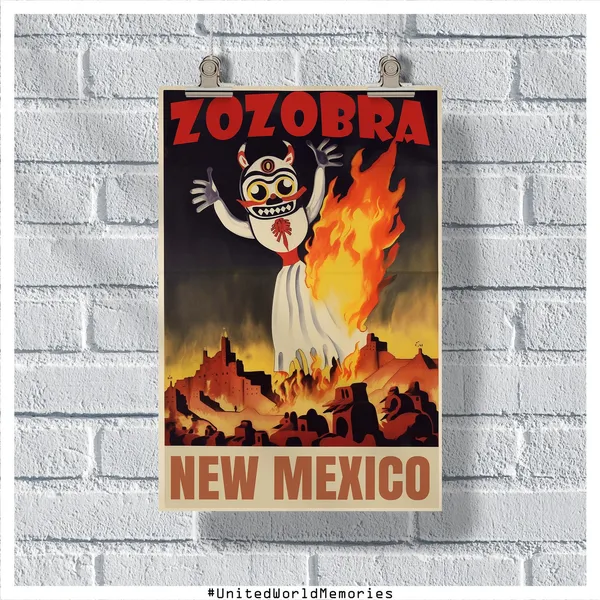 New Mexico Travel Poster, Zozobra Vintage Art Print