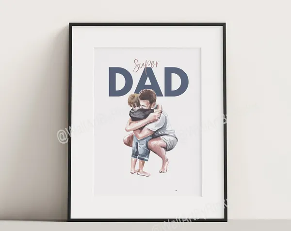 Father and Son Watercolour Art Print for Father's Day
