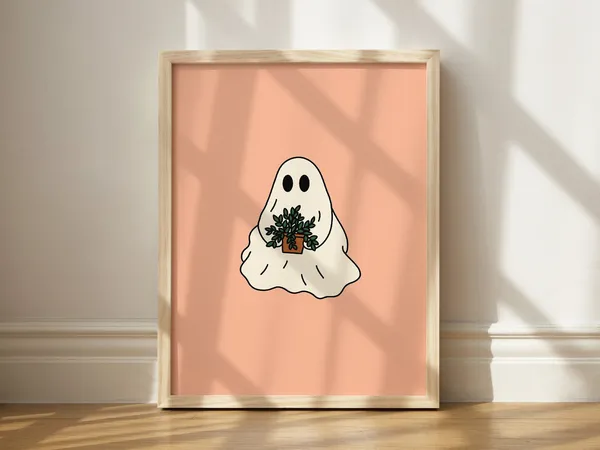 Plant On Peach Whimsigoth Halloween Art Print