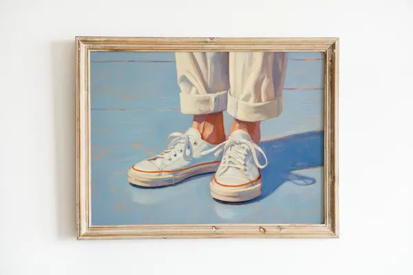 Light Blue Coastal Art Print, Preppy Retro Decor
